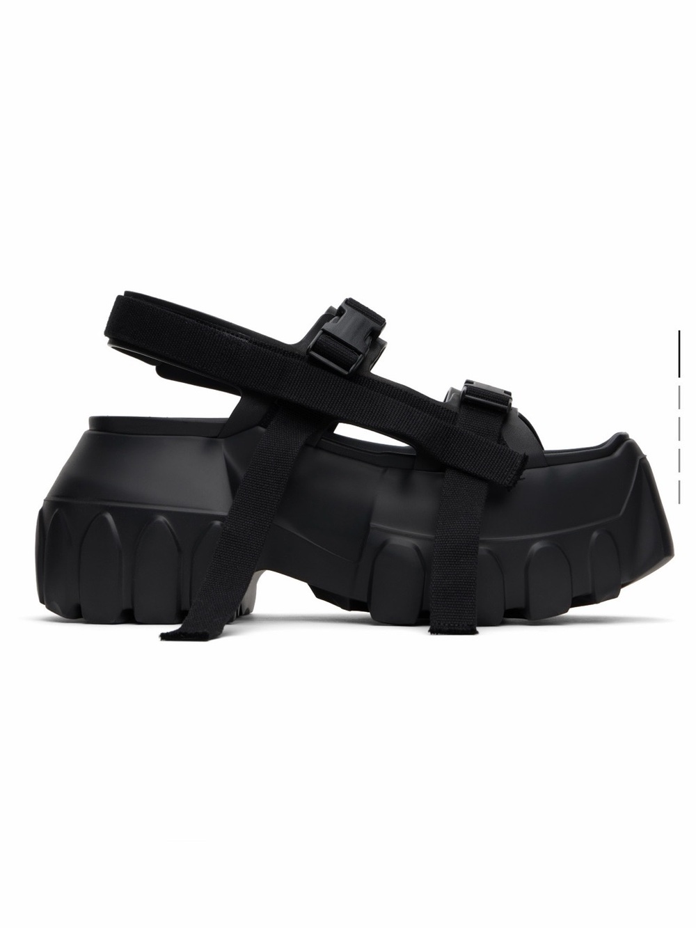 RICK OWENS BLACK HOLLYWOOD MEGA TRACTOR PLATFORM SANDALS